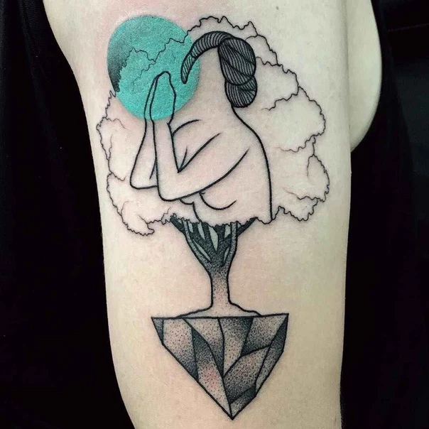 Linework Tree, Figure tattoo on Upper Arm