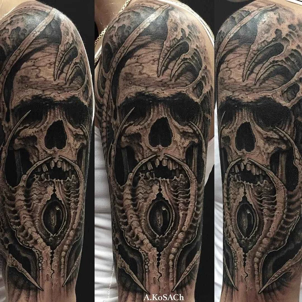 Биомеханика Skull tattoo на Полный рукав