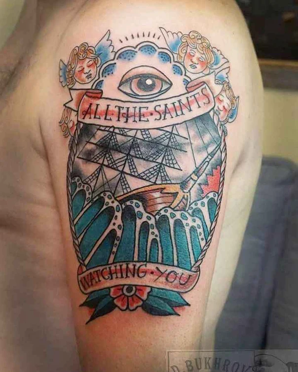 Традиционная Eye, Ship tattoo на Дельта
