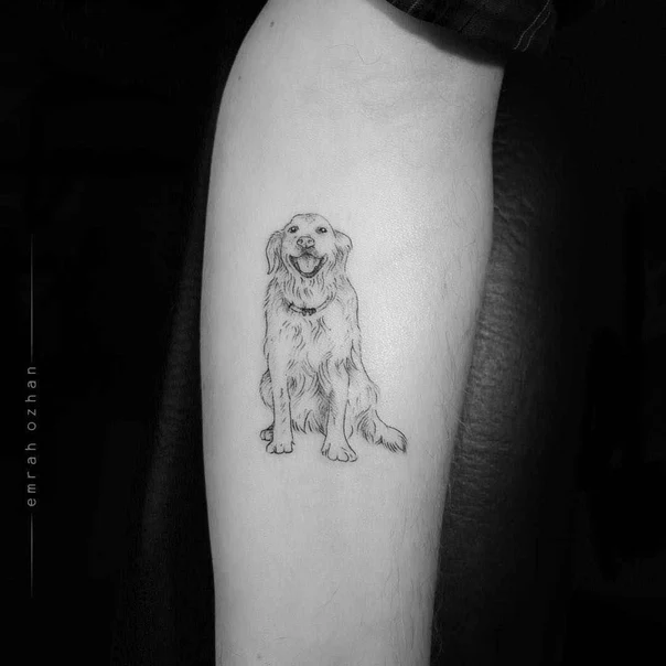 Fineline Dog tattoo on Forearm