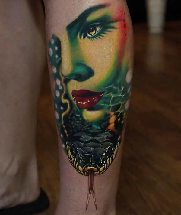 female color realism 타투 부위 calf #3615 | 타투이스트 Rich Pineda