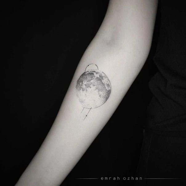 Dotwork Moon tattoo on Forearm