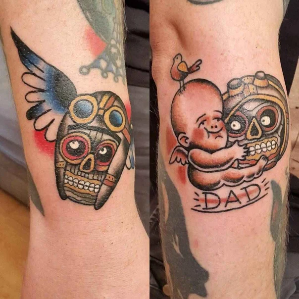 Традиционная Skull, Baby tattoo на Предплечье