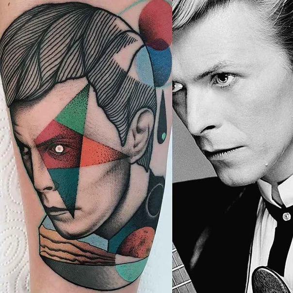 Geometric Portrait, Geometric shapes tattoo on Forearm