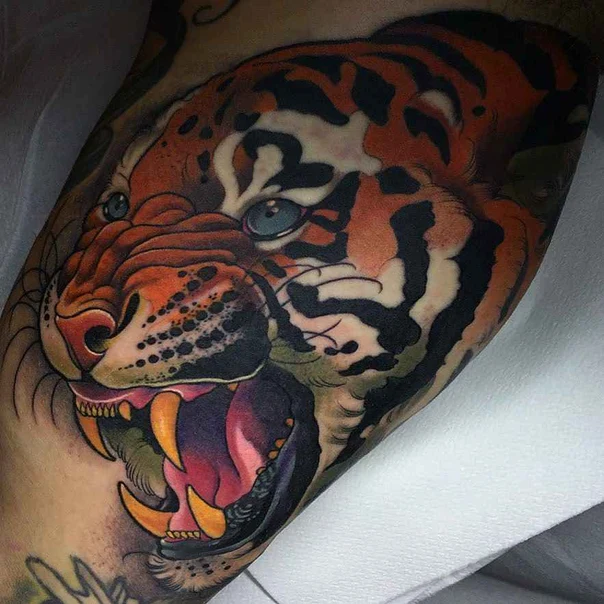 Japanese Tiger, Animal tattoo on Forearm