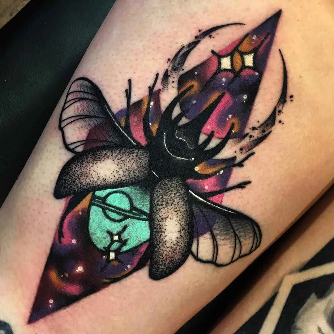 Tatuaggio artista Andrew Little Andy Marsh colori astratti insetti, spazio e animali tatuaggio | Тату-мастер Andrew Little Andy Marsh цветные абстрактные татуировки