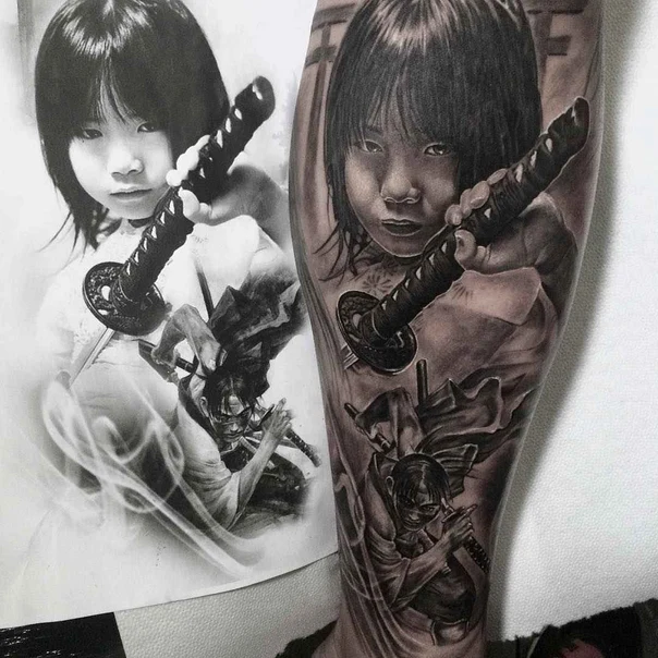 Realism Samurai, Child tattoo on Forearm