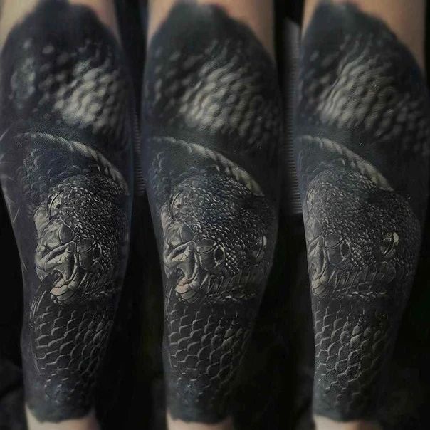 Блэкворк Snake tattoo на Полный рукав