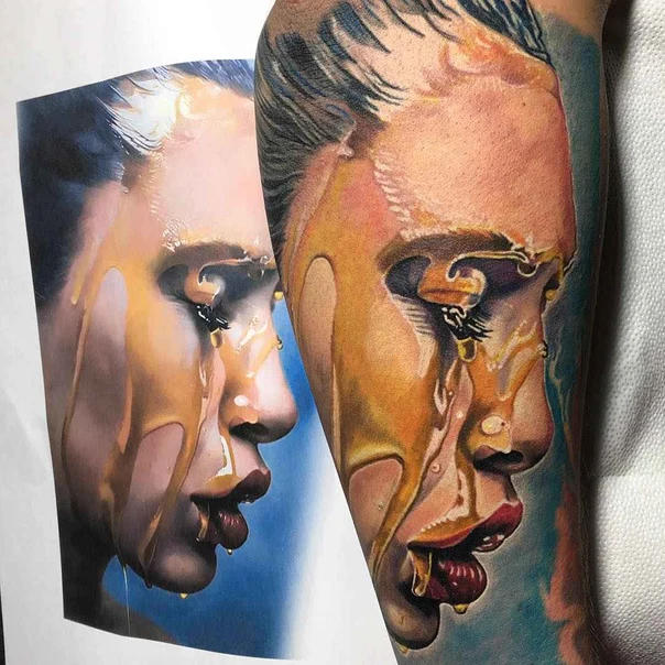 Realism Portrait, Face tattoo on Forearm
