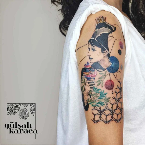 Illustrative Portrait, Animal tattoo on Upper Arm