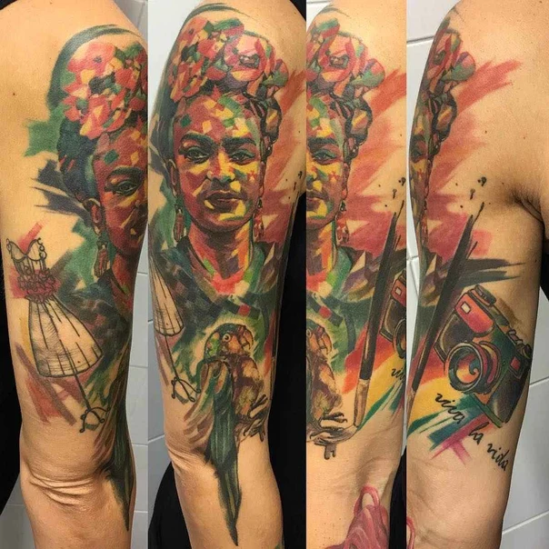 Realism Portrait, Parrot tattoo on Full Sleeve