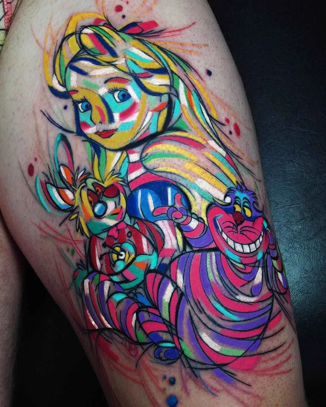 Artista del tatuaggio Sebastian Barone, tatuaggi colorati astratti cubisti, spazio e animali in acquerello | Тату-мастер Sebastian Barone цветные абстрактные татуировки, кубизм, акварель