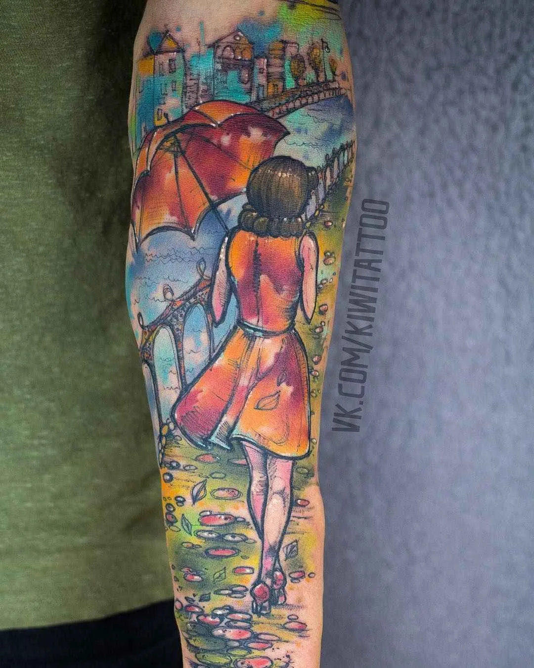 тату-мастер Виктория Kiwi Григорьева цветные скетч татуировки | Tattoo artist Victoria Kiwi color sketch tattoo
