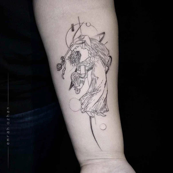 Linework Figure, Geometric tattoo on Forearm