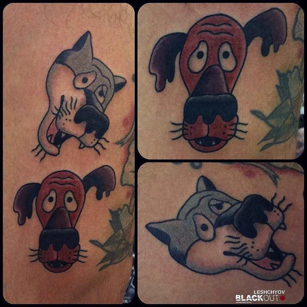 Олд-скул Dog tattoo на Outer arm
