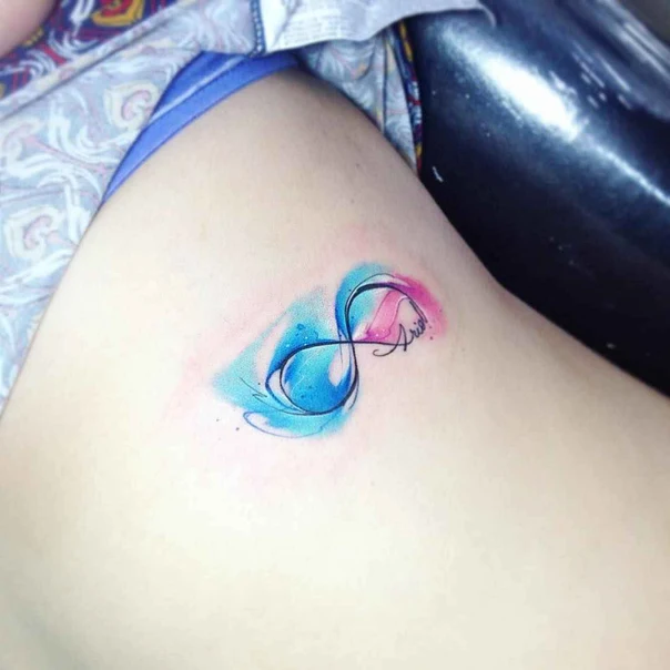 Watercolor Infinity, Calligraphy tattoo on Side