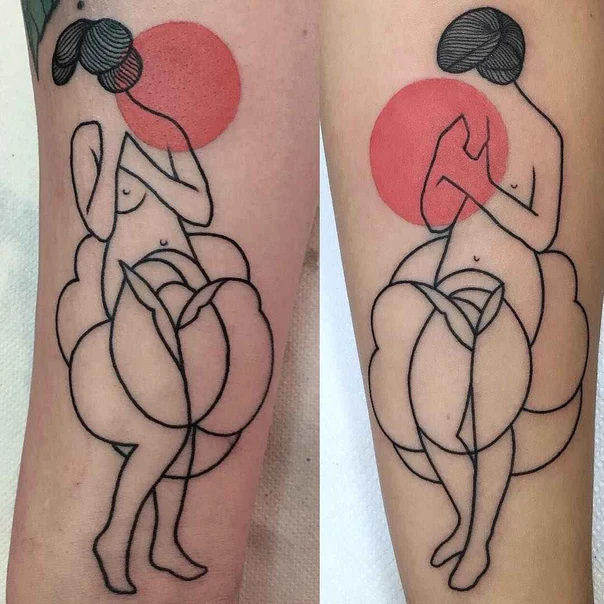 Linework Figure, Flower tattoo on Forearm