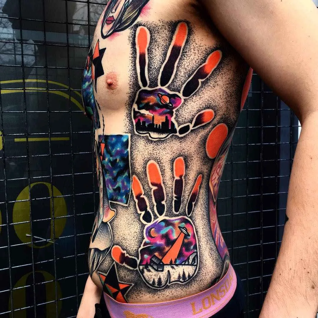 Tatuaggio artista Andrew Little Andy Marsh colori astratti insetti, spazio e animali tatuaggio | Тату-мастер Andrew Little Andy Marsh цветные абстрактные татуировки