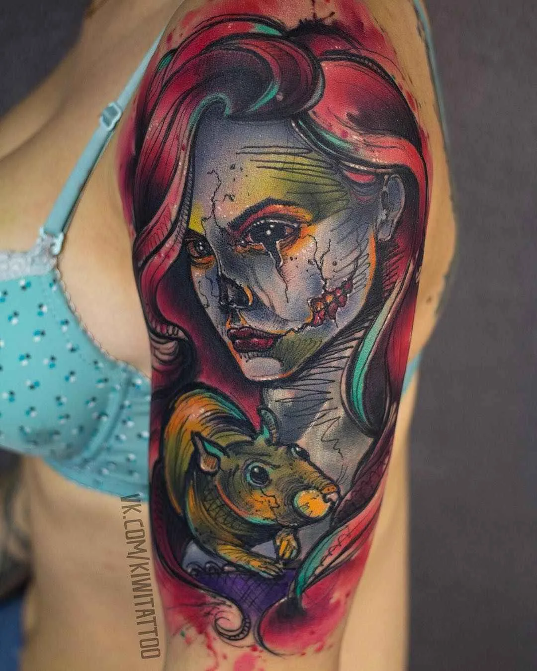 тату-мастер Виктория Kiwi Григорьева цветные скетч татуировки | Tattoo artist Victoria Kiwi color sketch tattoo