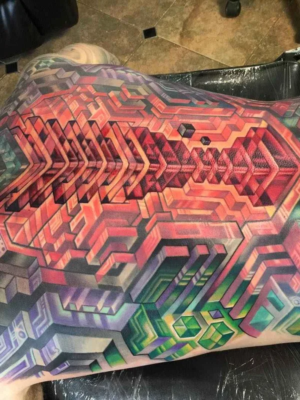 color geometric 타투 부위 full back #4472 | 타투이스트 Mike Cole