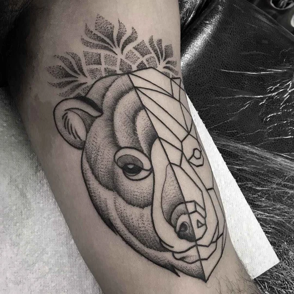 Geometric Bear, Geometric tattoo on Forearm