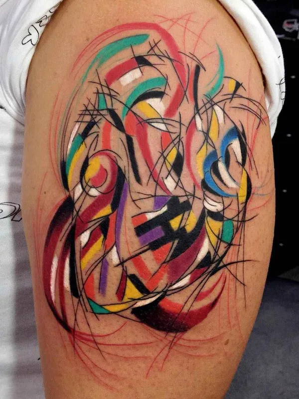 color abstract 纹身 在 bicep #4226 | 纹身师 Sebastian Barone