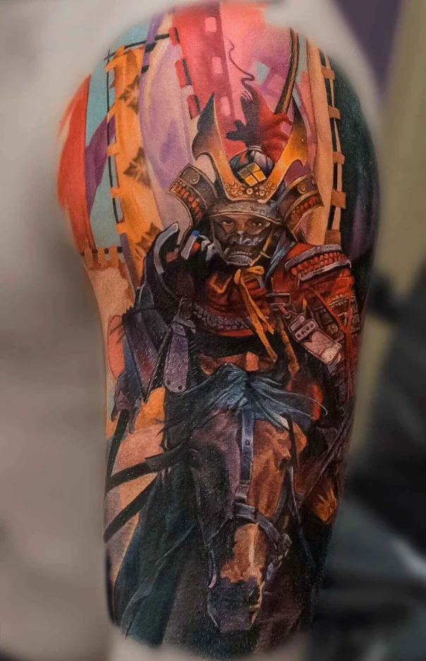 Реализм Samurai, Horse tattoo на Плечо
