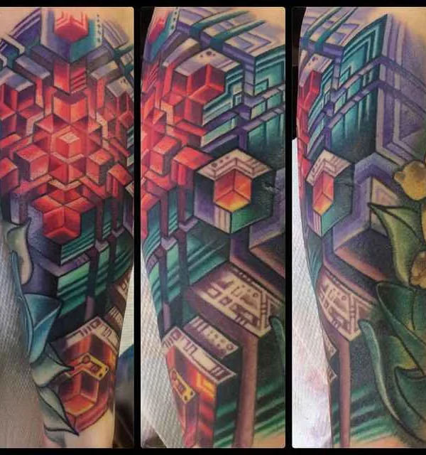 color geometric 타투 부위 forearm #4474 | 타투이스트 Mike Cole