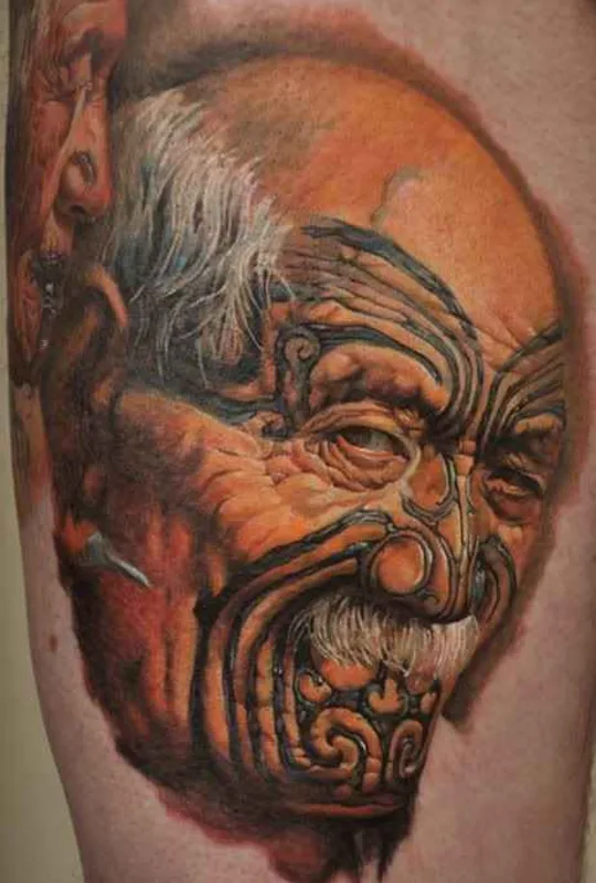 color realism 纹身 在 thigh #4183 | 纹身师 Дмитрий Самохин