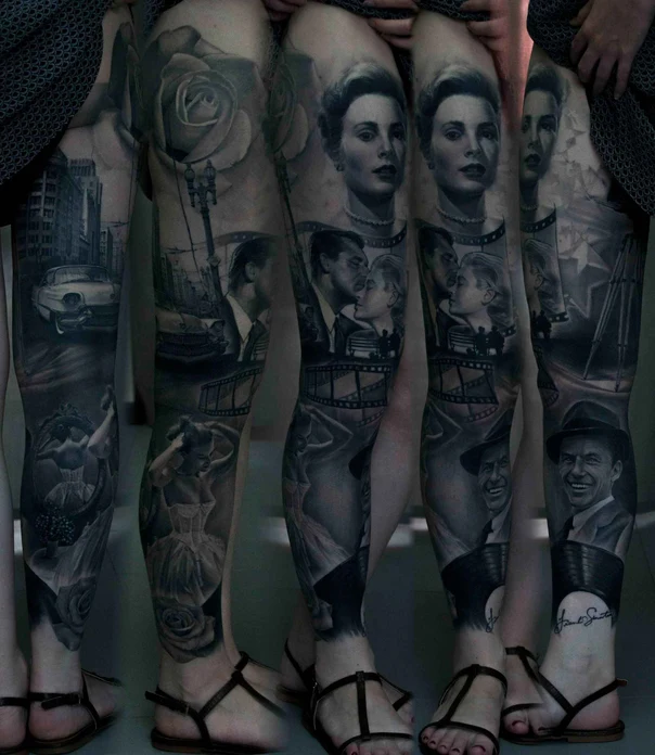 Реализм Portrait, Rose tattoo на Full leg