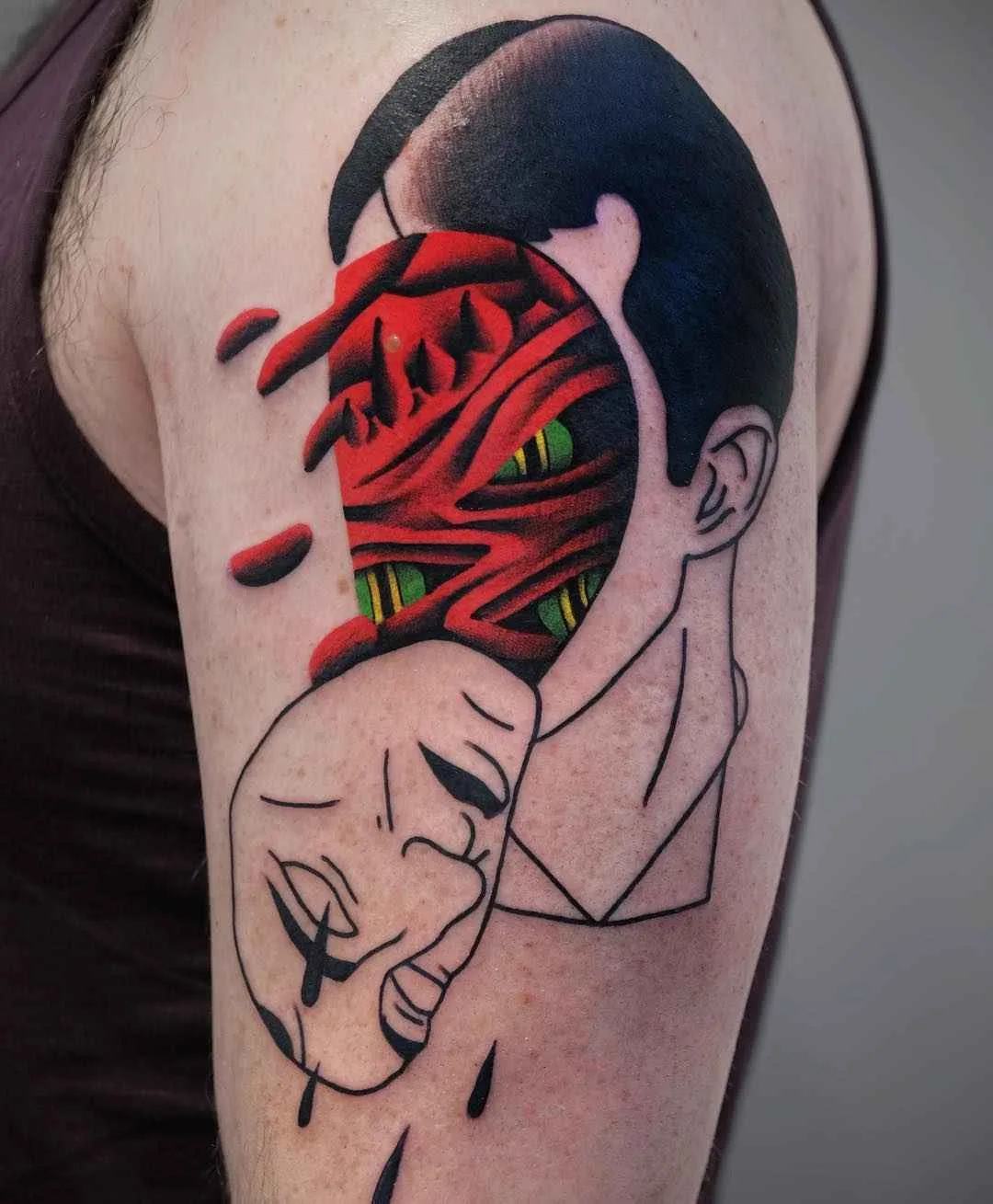 Tattoo artist Aleksy Marcinow authors color surrealistic psychedelic tattoo