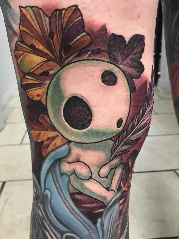 color illustrative tatuaje en knee #14050 | Tatuador Teresa Sharpe