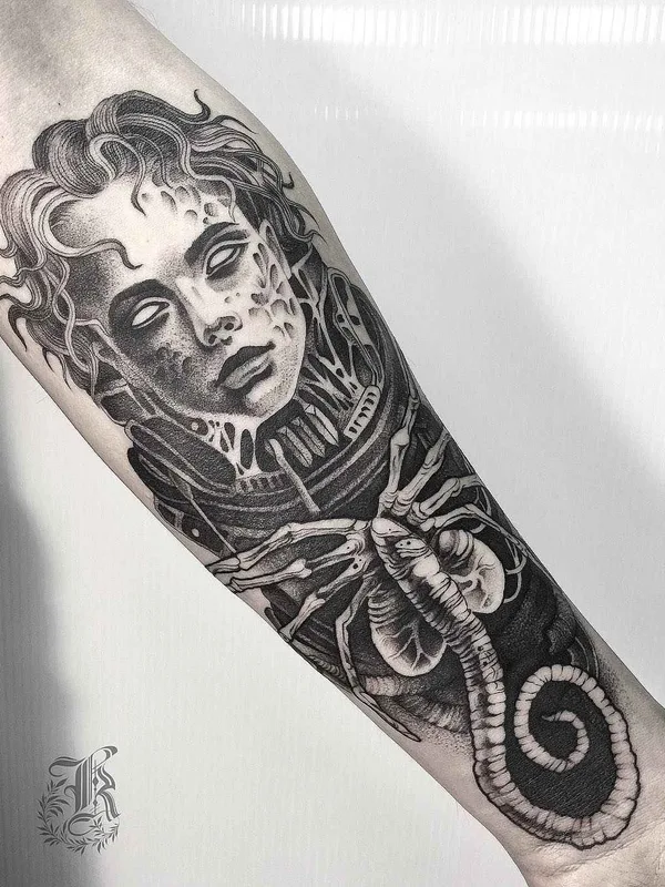 black and grey black and grey Tatuaggio su forearm #14363 | Tatuatore Кристина Дармаева