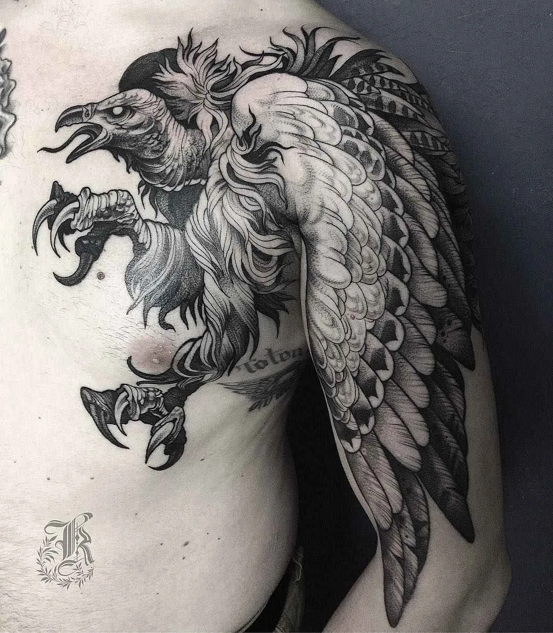 Tattoo artist Kristina Darmaeva authors dotwork tattoo