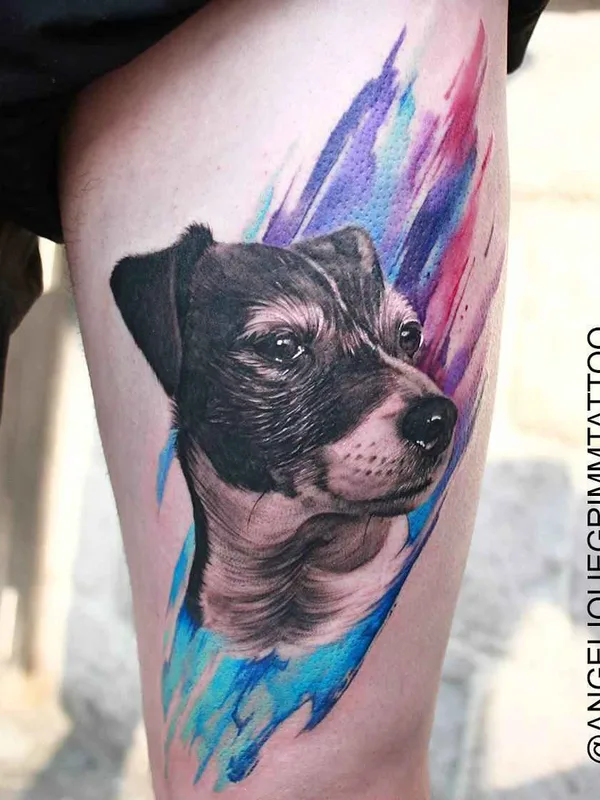 color realism 纹身 在 thigh #14378 | 纹身师 Angelique Grimm