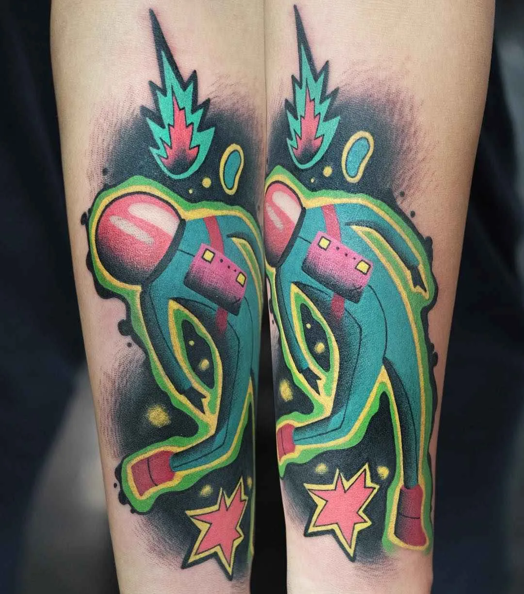 Tattoo artist Aleksy Marcinow authors color surrealistic psychedelic tattoo