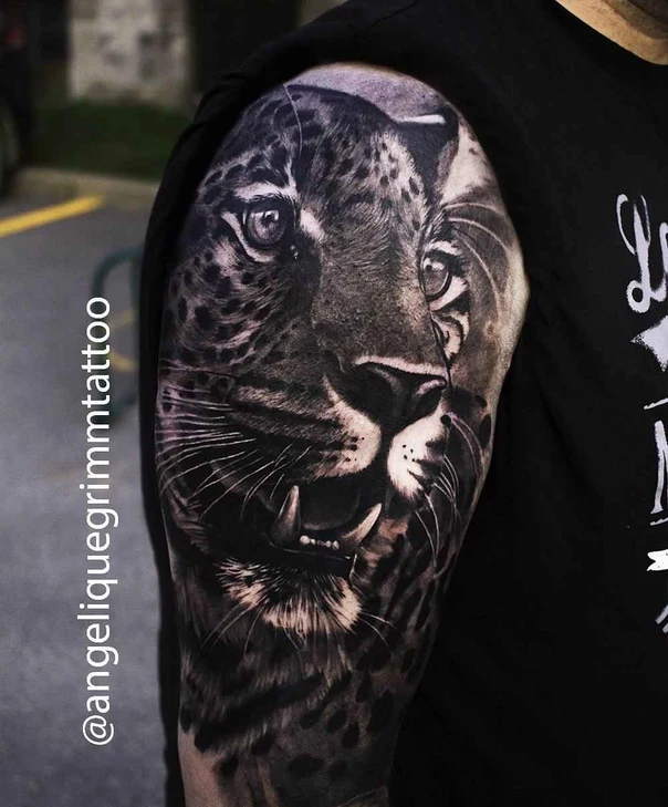 Realism Animal, Jaguar tattoo on Shoulder