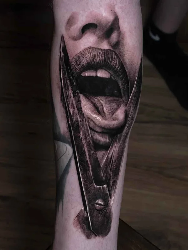 black and grey realism Tatuagem em calf #14166 | Tatuador Николай Джангиров