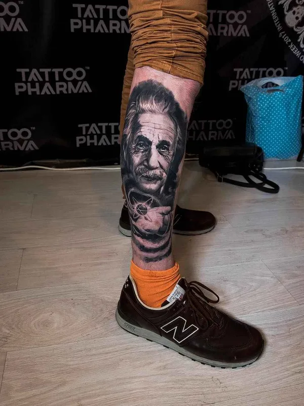 black and grey realism Tatuagem em calf #14170 | Tatuador Николай Джангиров