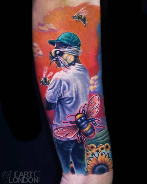 Realism Bee, Portrait tattoo on Forearm