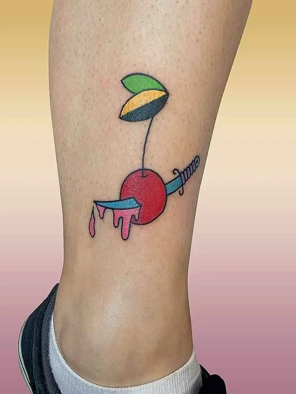 color illustrative 纹身 在 calf #13505 | 纹身师 Roman Shcherbakov