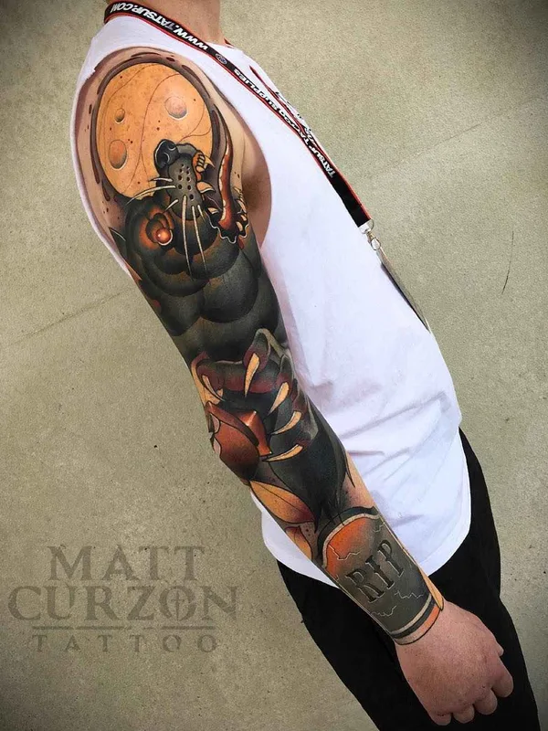 color neo traditional 纹身 在 full sleeve #13519 | 纹身师 Matt Curzon