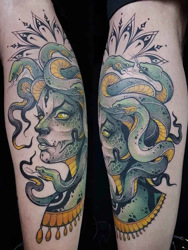 color illustrative Tatuaggio su calf #14026 | Tatuatore Kati Berinkey
