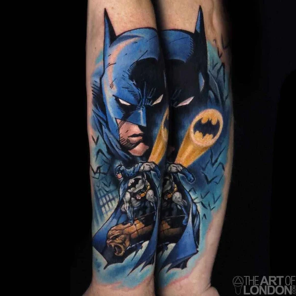 Illustrative Batman, Bat-signal tattoo on Forearm