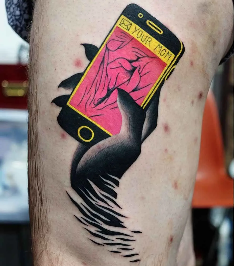 Tattoo artist Aleksy Marcinow authors color surrealistic psychedelic tattoo