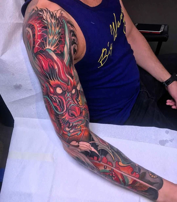 Japanese Dragon tattoo on Full Sleeve