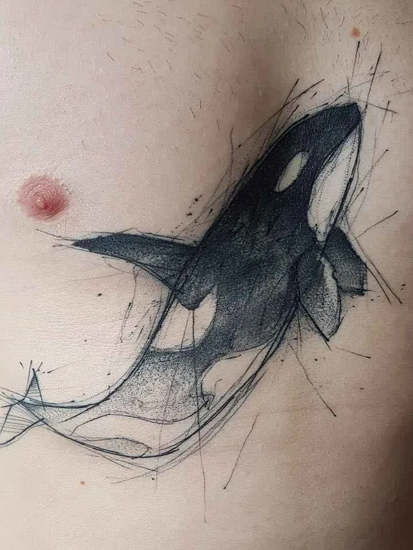 black sketch Tatuagem em chest #13943 | Tatuador Kamil Mokot