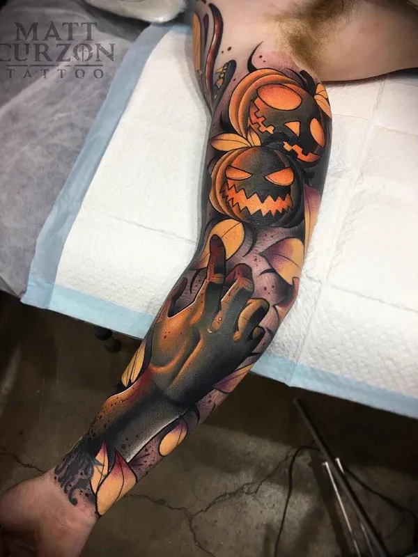 color neo traditional 纹身 在 full sleeve #13518 | 纹身师 Matt Curzon