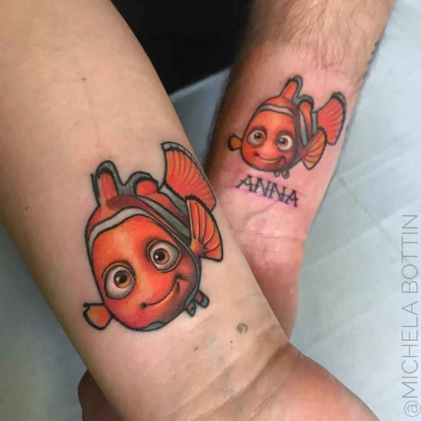 Cartoon Fish tattoo on Wrist