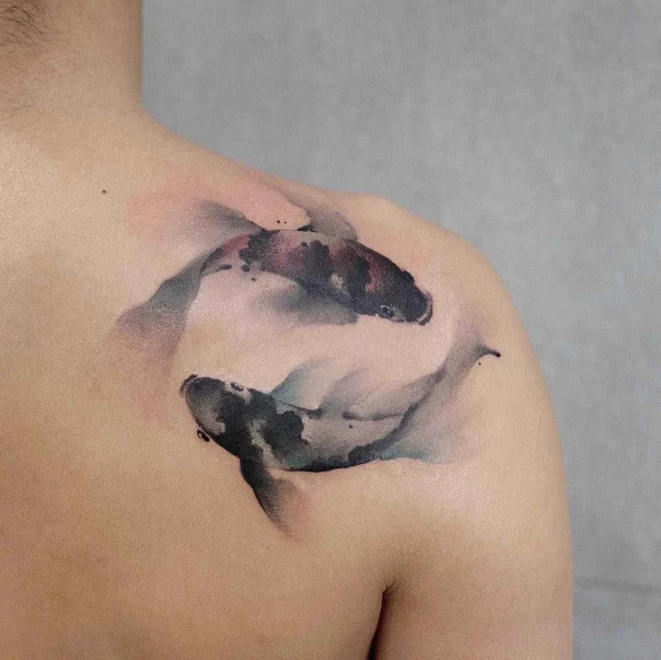 Watercolor Fish tattoo on Shoulder